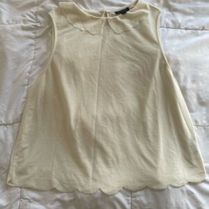 Topshop Cream Scalloped Blouse